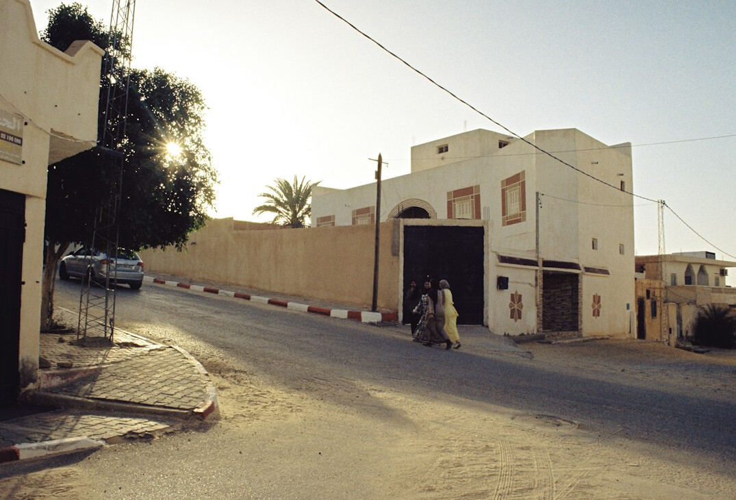 quiet desert town at dusk